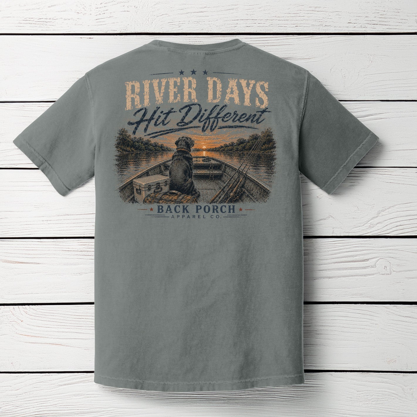 Comfort Colors River Days Hit Different T-Shirt | Grey | Back Porch Apparel Co.