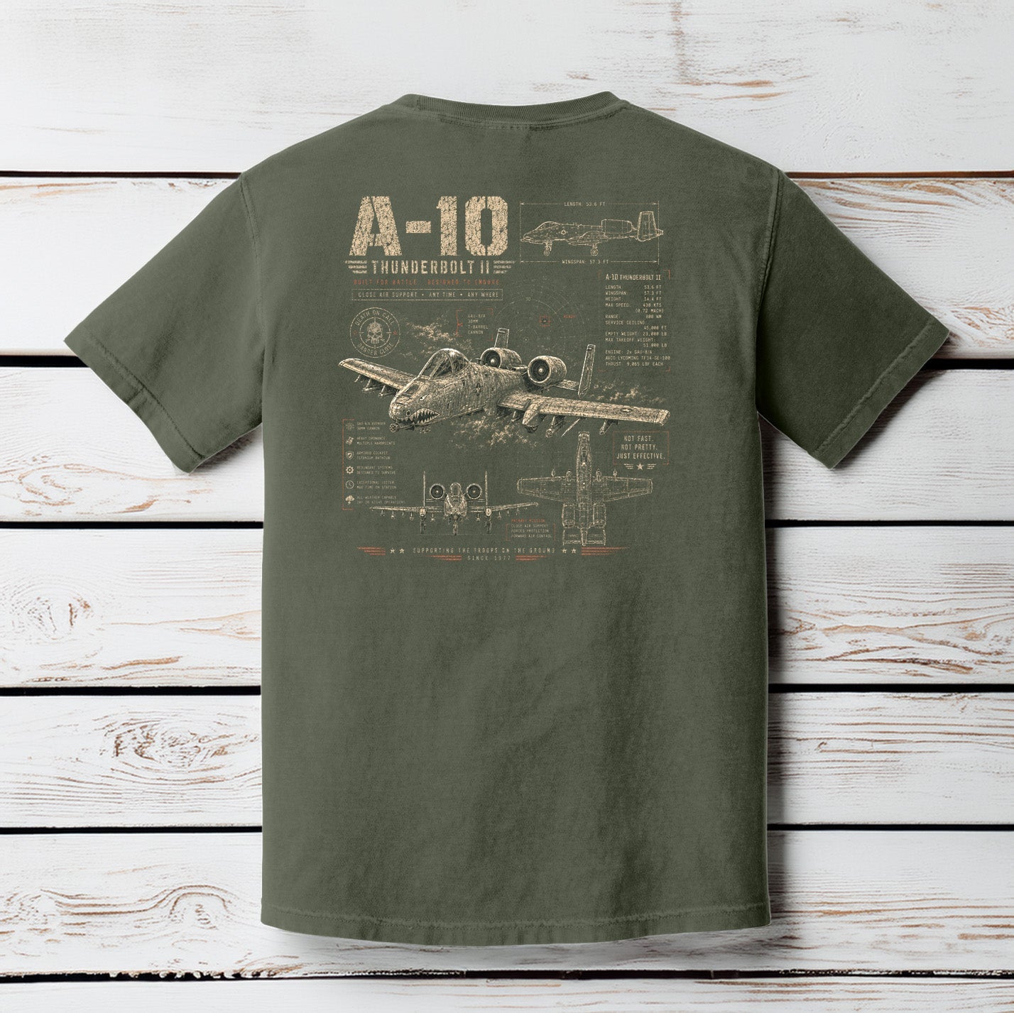 A-10 Thunderbolt II Comfort Colors Military T-Shirt – Warthog Aircraft Graphic Tee by Back Porch Apparel