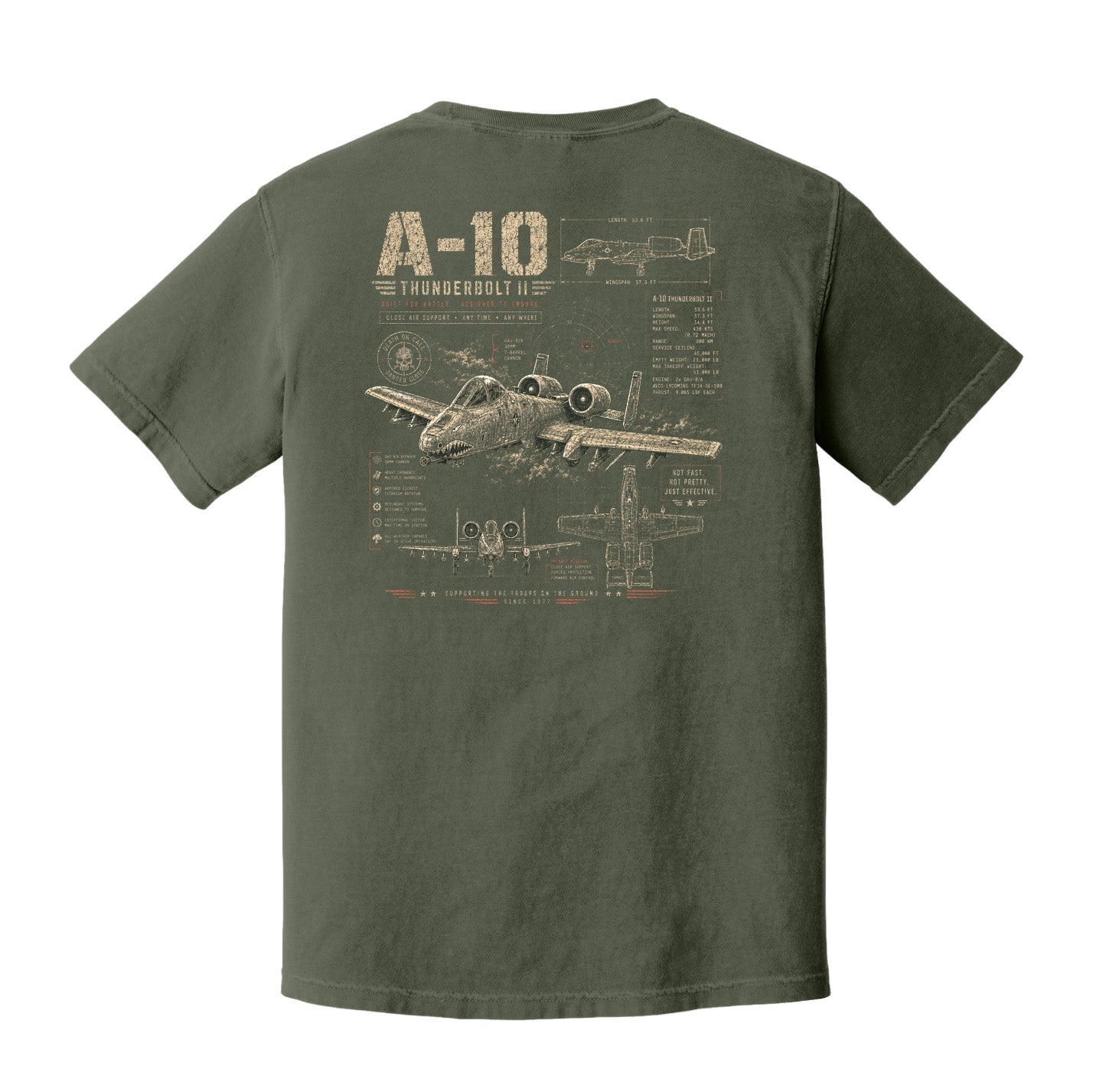 A-10 Thunderbolt II Comfort Colors Military T-Shirt – Warthog Aircraft Graphic Tee by Back Porch Apparel