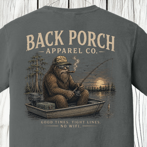 Bigfoot Fishing Comfort Colors Pepper T-Shirt – Good Times Tight Lines