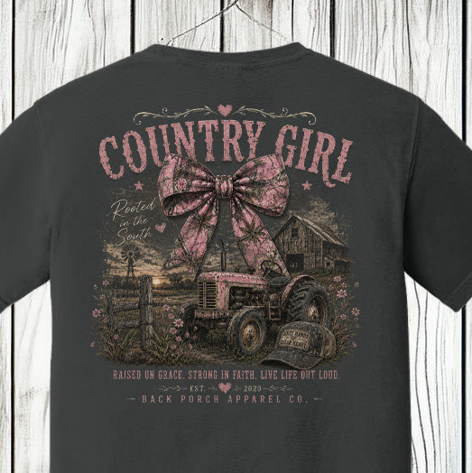 Country Girl Tractor Comfort Colors T-Shirt – Rooted in the South Graphic Tee by Back Porch Apparel