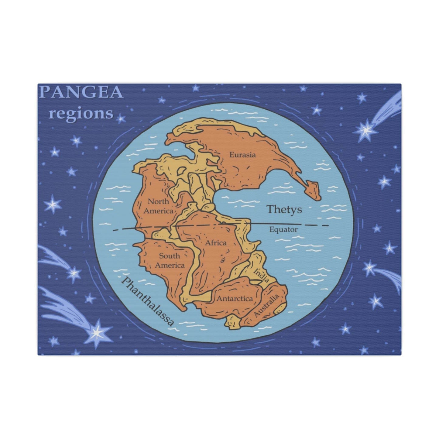 Pangea Regions Canvas Print - Educational Wall Art for Geography Lovers