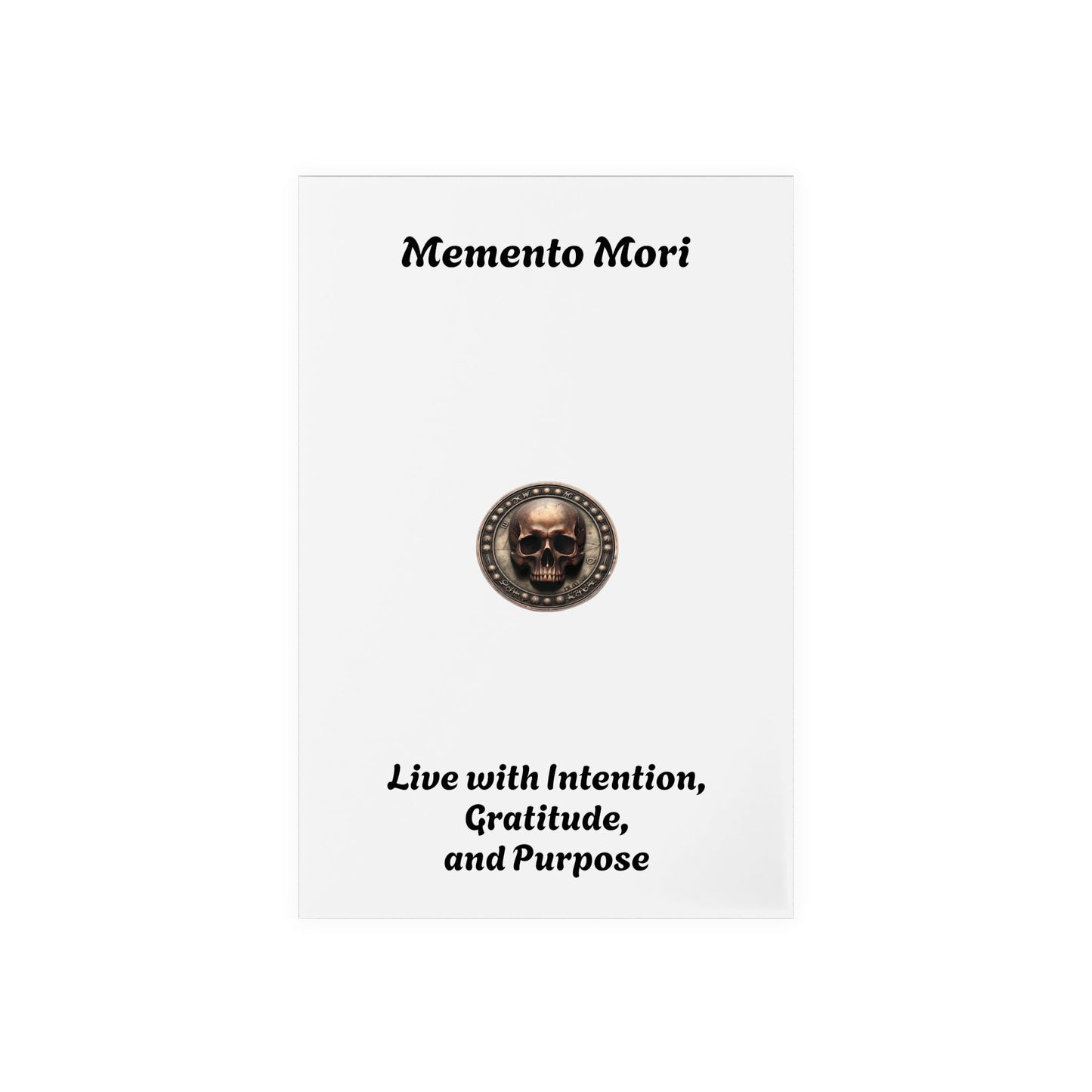 "Memento Mori" Acrylic Sign with Wooden Stand - "Live with Intention, Gratitude, and Purpose"