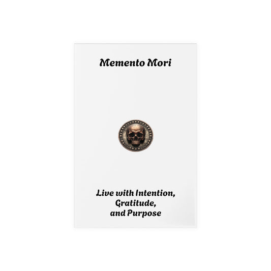 "Memento Mori" Acrylic Sign with Wooden Stand - "Live with Intention, Gratitude, and Purpose"
