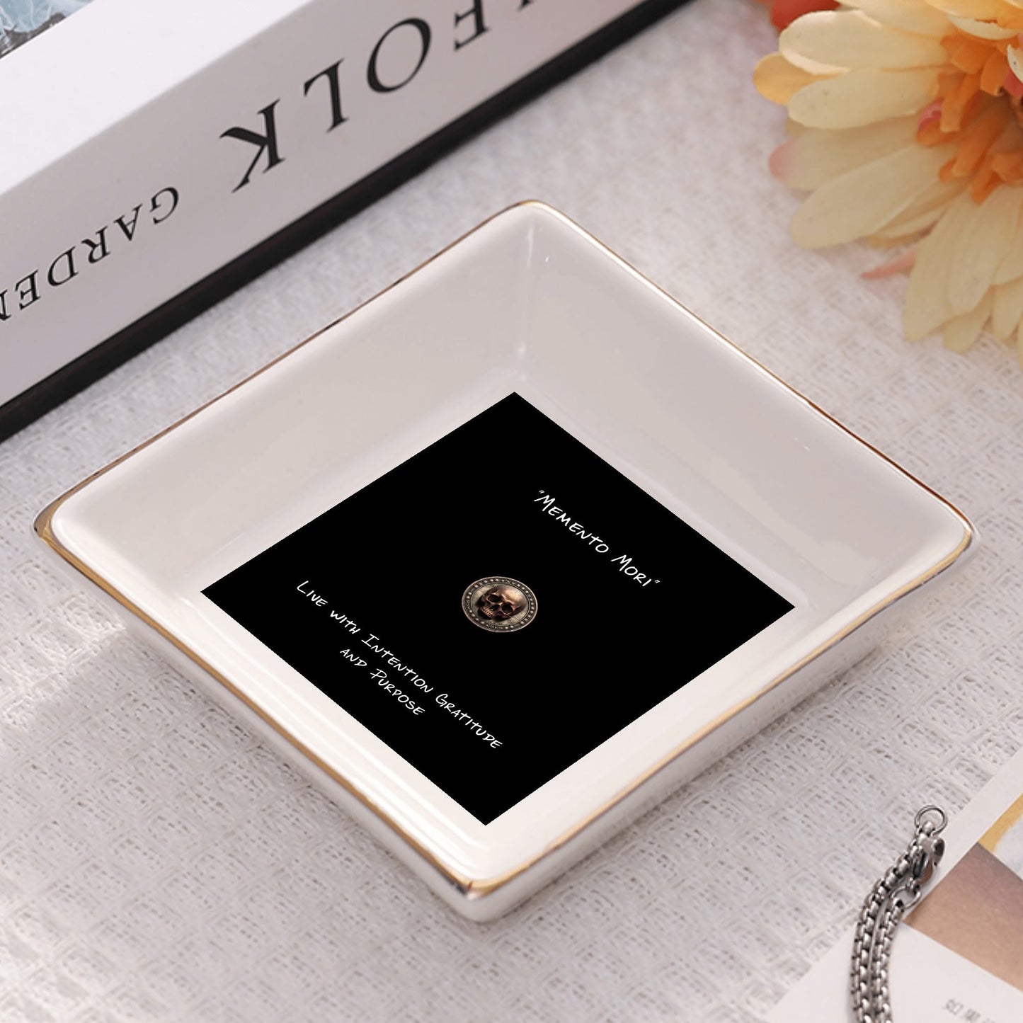 Ceramic Square Dinner Plates Appetizer Plates 1 Pc/2 Pcs/4 Pcs - "Memento Mori"