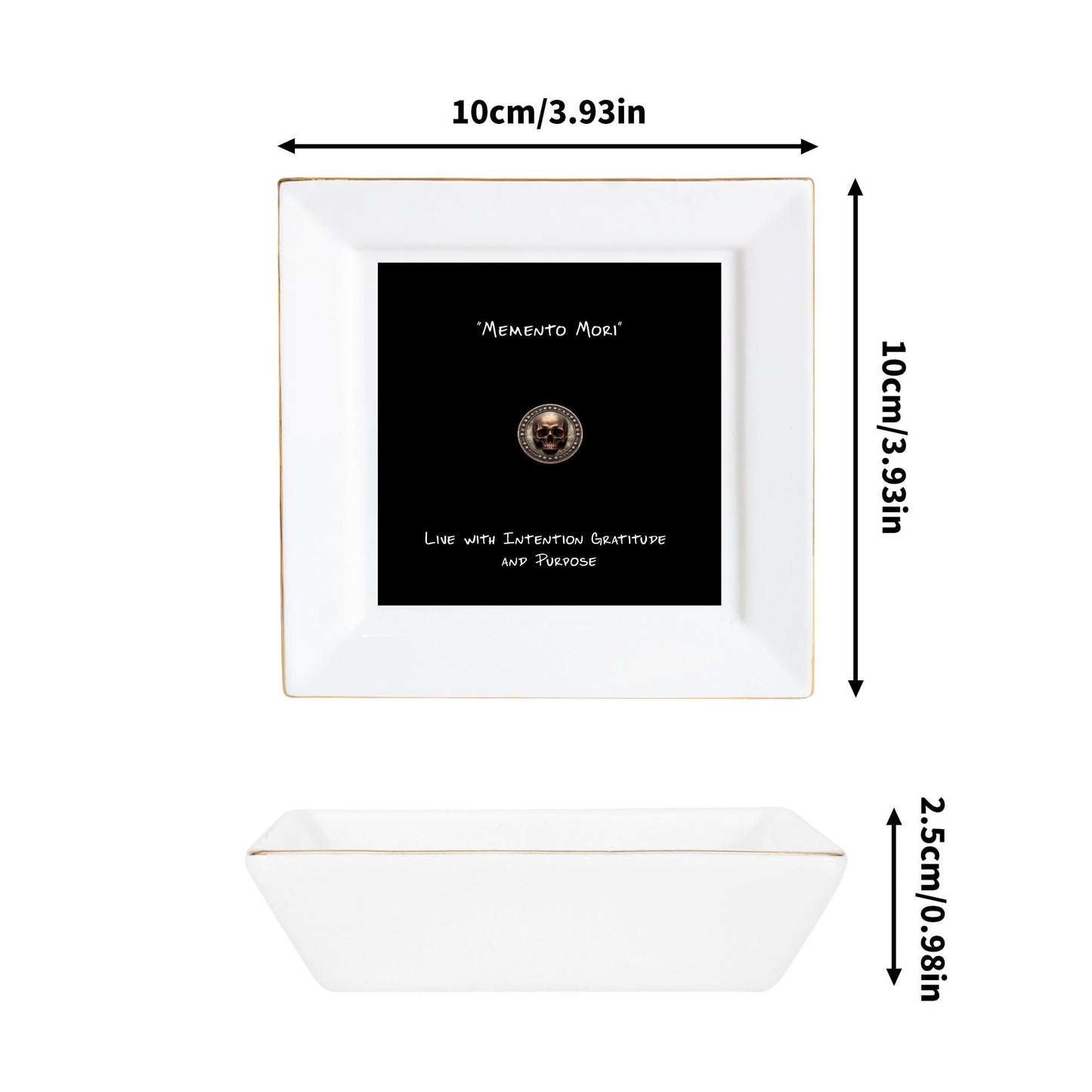 Ceramic Square Dinner Plates Appetizer Plates 1 Pc/2 Pcs/4 Pcs - "Memento Mori"