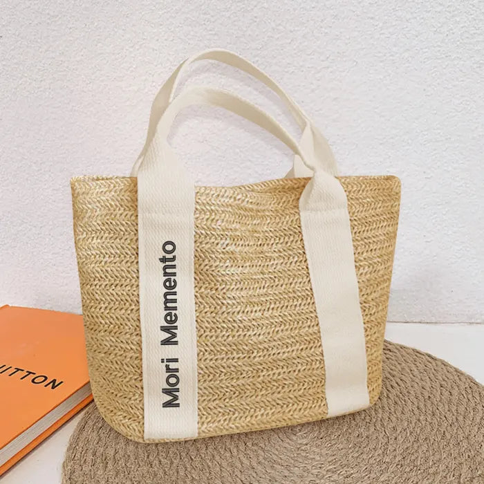 Braided Bag Beach Shoulder Bag - "Memento Mori" - Live with Intention, Gratitude, and Purpose