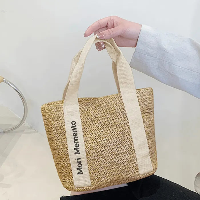 Braided Bag Beach Shoulder Bag - "Memento Mori" - Live with Intention, Gratitude, and Purpose