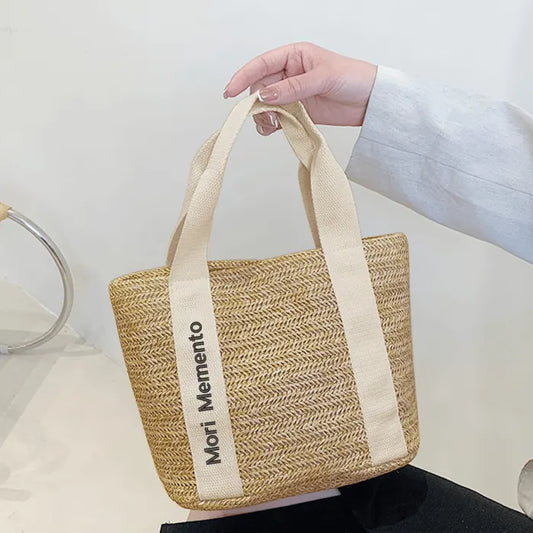 Braided Bag Beach Shoulder Bag - "Memento Mori" - Live with Intention, Gratitude, and Purpose