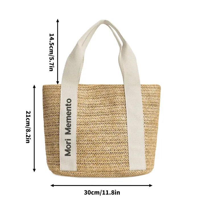 Braided Bag Beach Shoulder Bag - "Memento Mori" - Live with Intention, Gratitude, and Purpose