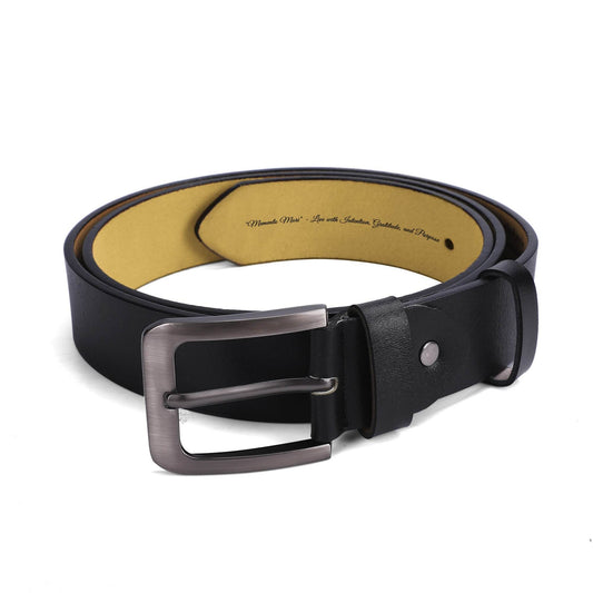 Black Engraved Leather Belt - Memento Mori - Live with Intention, Gratitude, and Purpose