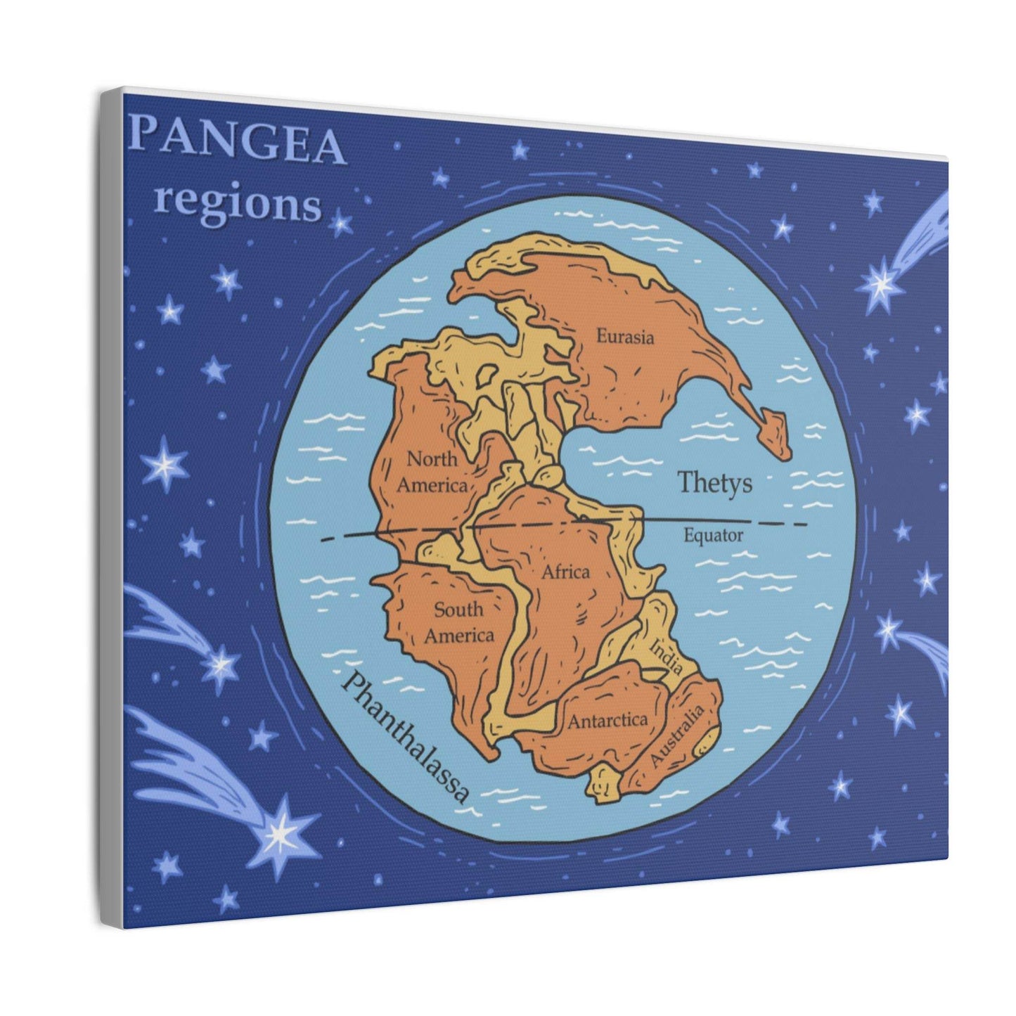 Pangea Regions Canvas Print - Educational Wall Art for Geography Lovers