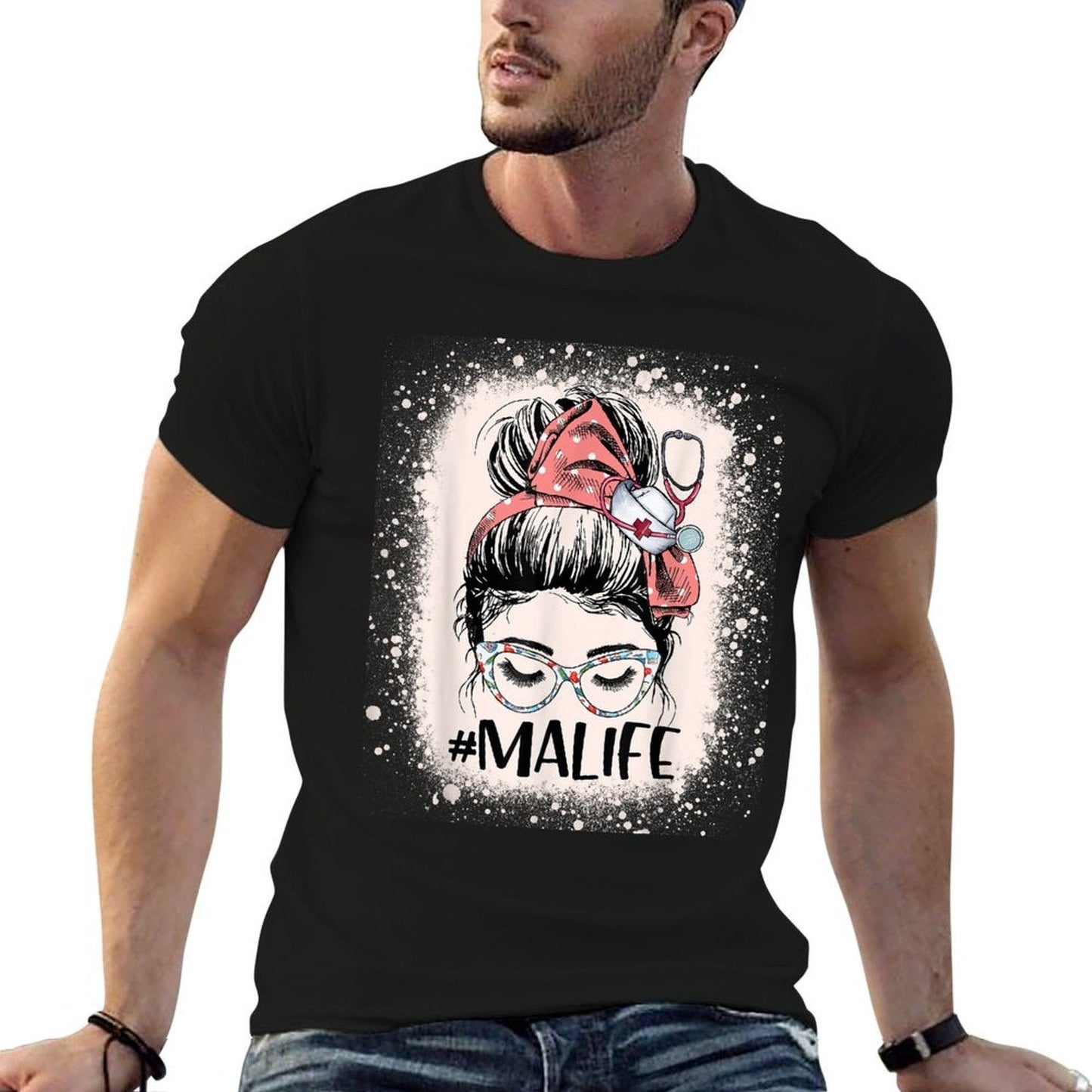 Medical Assistant Messy Bun MA Life Funny Nursing Assistant  Soft T-Shirt