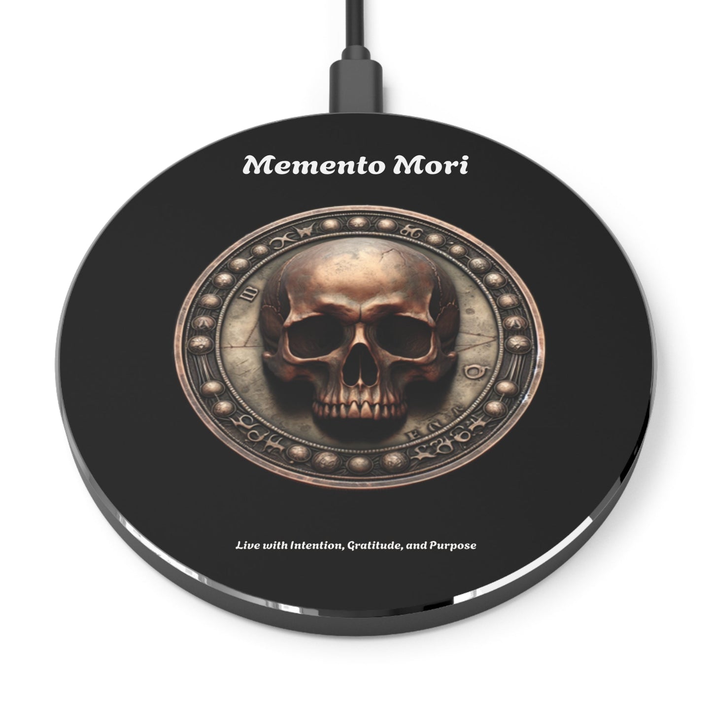 "Memento Mori" Wireless Charger - "Live with Intention, Gratitude, and Purpose"