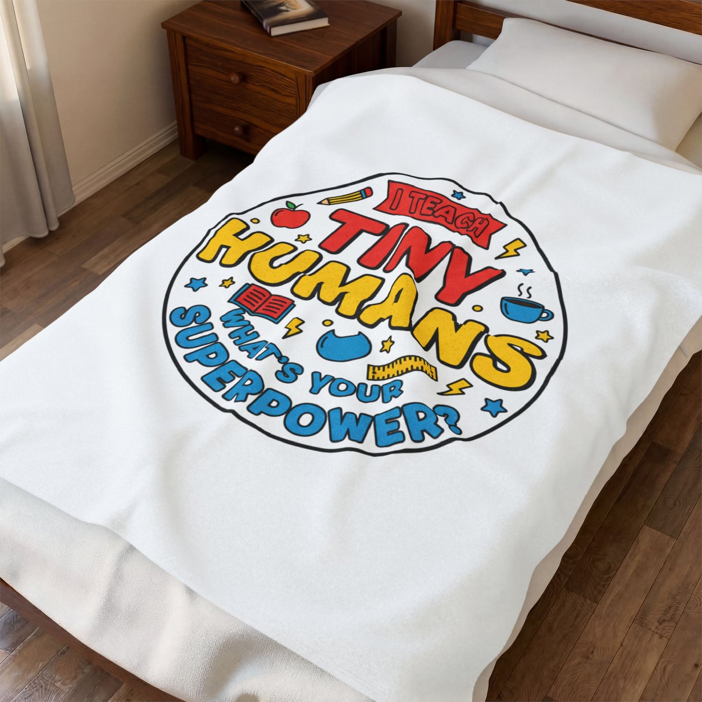 Tiny Humans Superpower Velveteen Blanket | Teacher Appreciation, Classroom Throw