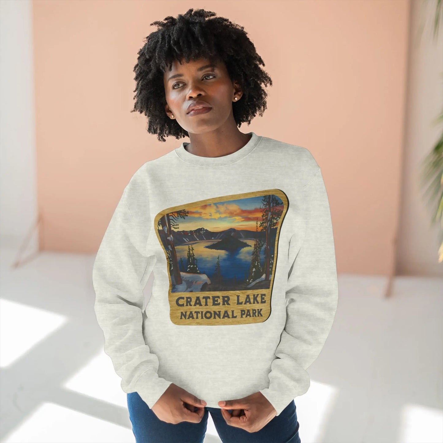 Crater Lake National Park Crewneck Sweatshirt Wood Sign