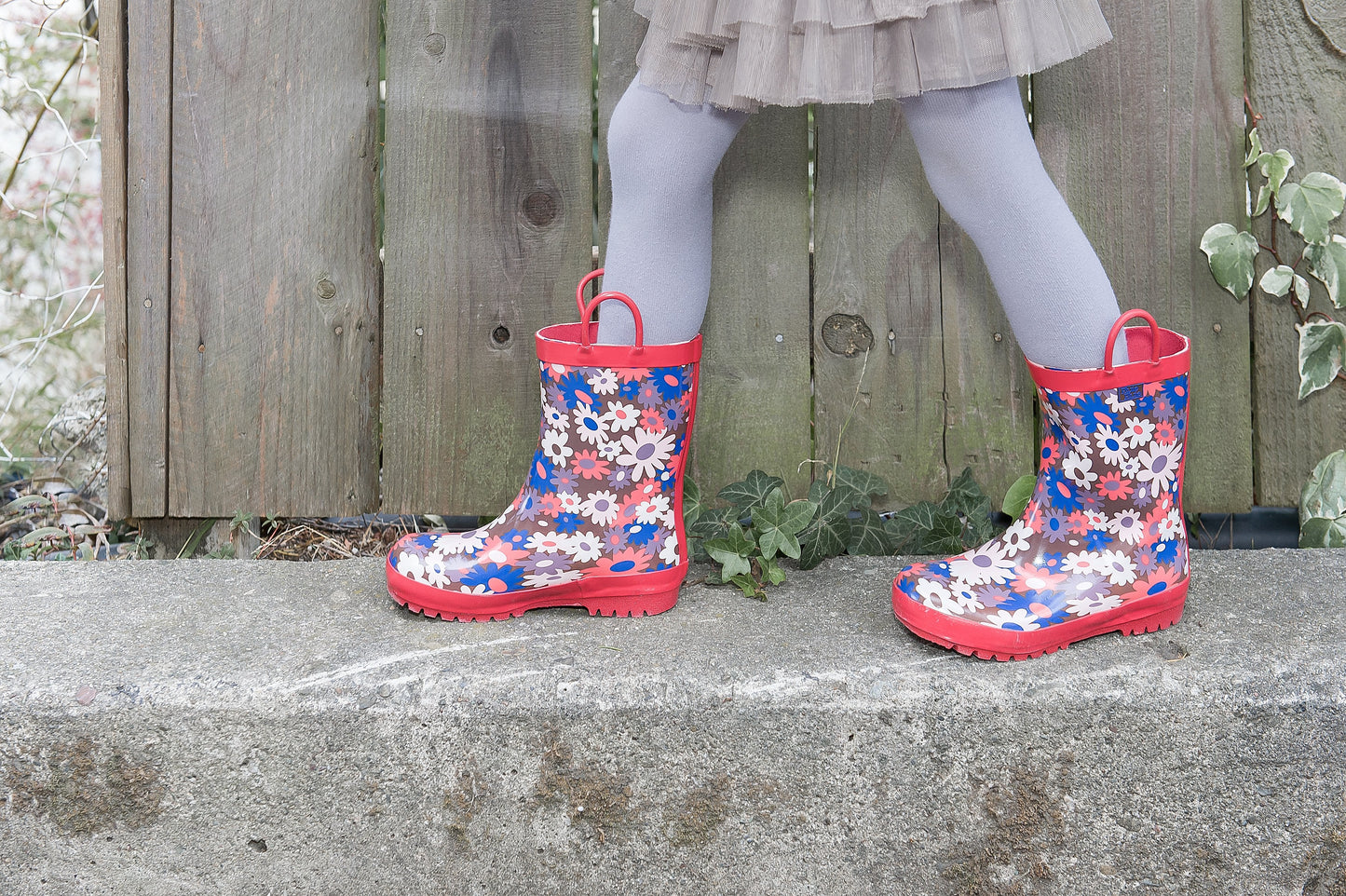 Brown Flower Rain Boot