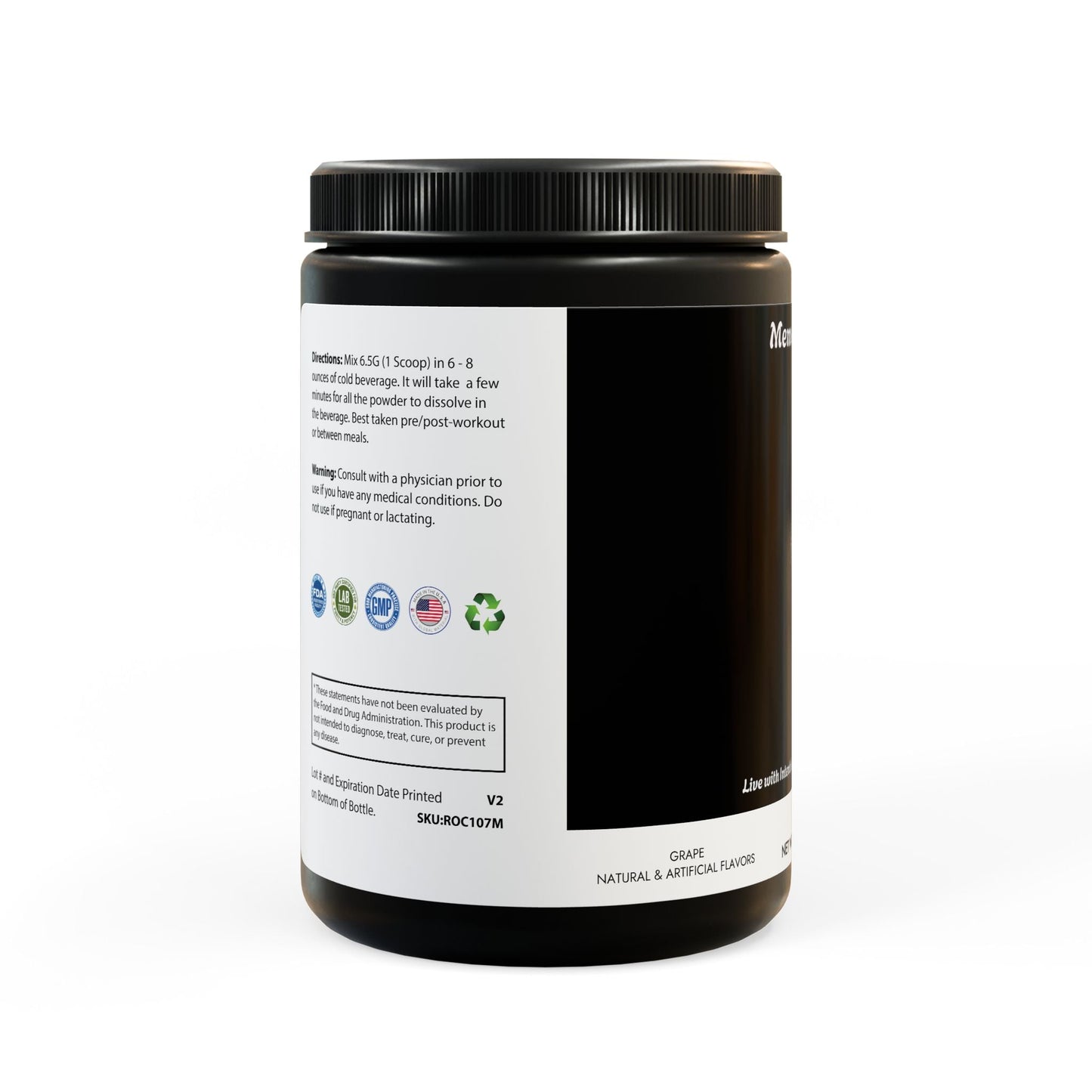 BCAA Supplement, Grape (325 g, 11.46 oz, 50 servings) - "Memento Mori"