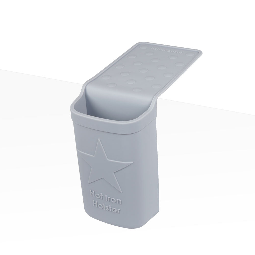 Hot Iron Holster | Stone | Adhesive-Free Silicone Storage Pocket for Organization and Travel | Heat Resistant to 500°F | Ideal for Curling Irons, Hair Straighteners, and Other Hot Tools