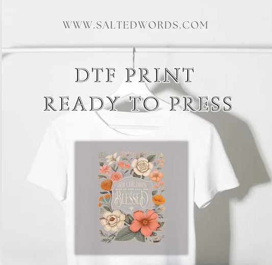 Her children call her blessed floral aesthetic DTF Transfer