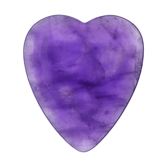 Amethyst Stone Guitar Or Bass Pick - 3.0 mm Ultra Heavy Gauge - 323 Heart Shape - Specialty Handmade Gemstone Exotic Plectrum