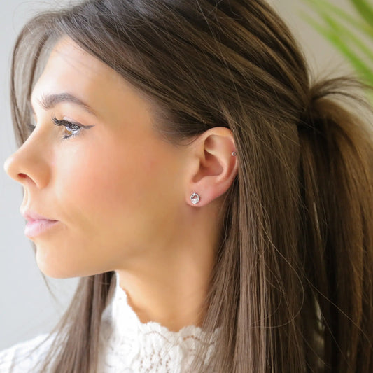 VERITY - Round Sterling Silver and Zirconia Earrings Mack & Rex