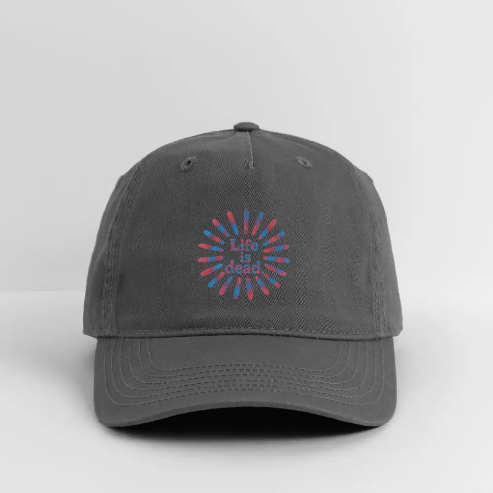 Life is dead.® Red & Blue TieDye Sunburst Grateful Dead Stealie Dad Hat