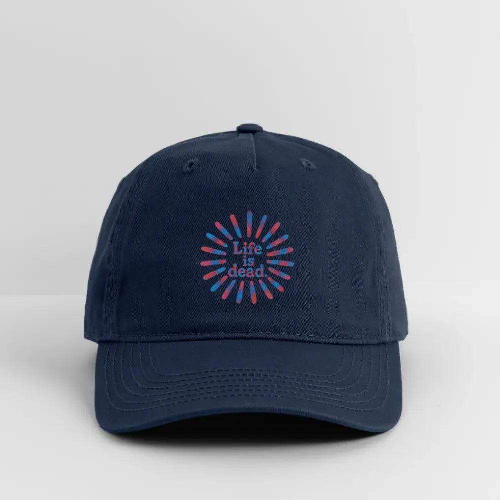 Life is dead.® Red & Blue TieDye Sunburst Grateful Dead Stealie Dad Hat