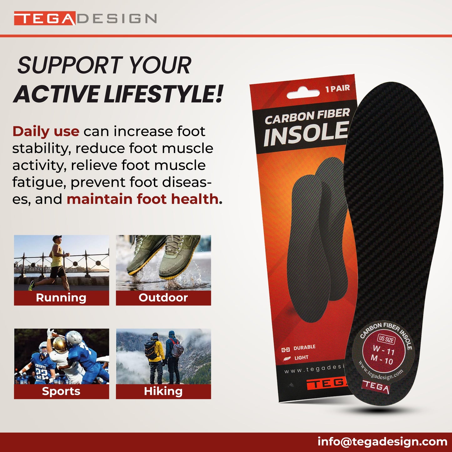 Semi-Rigid Carbon Fiber Insole (1.1 mm)