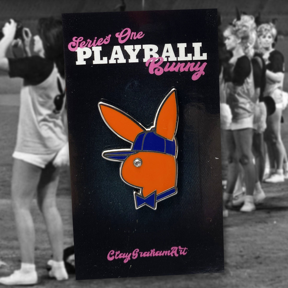 Playball Bunny Blind Bag hard enamel pin w/ gem "eye"