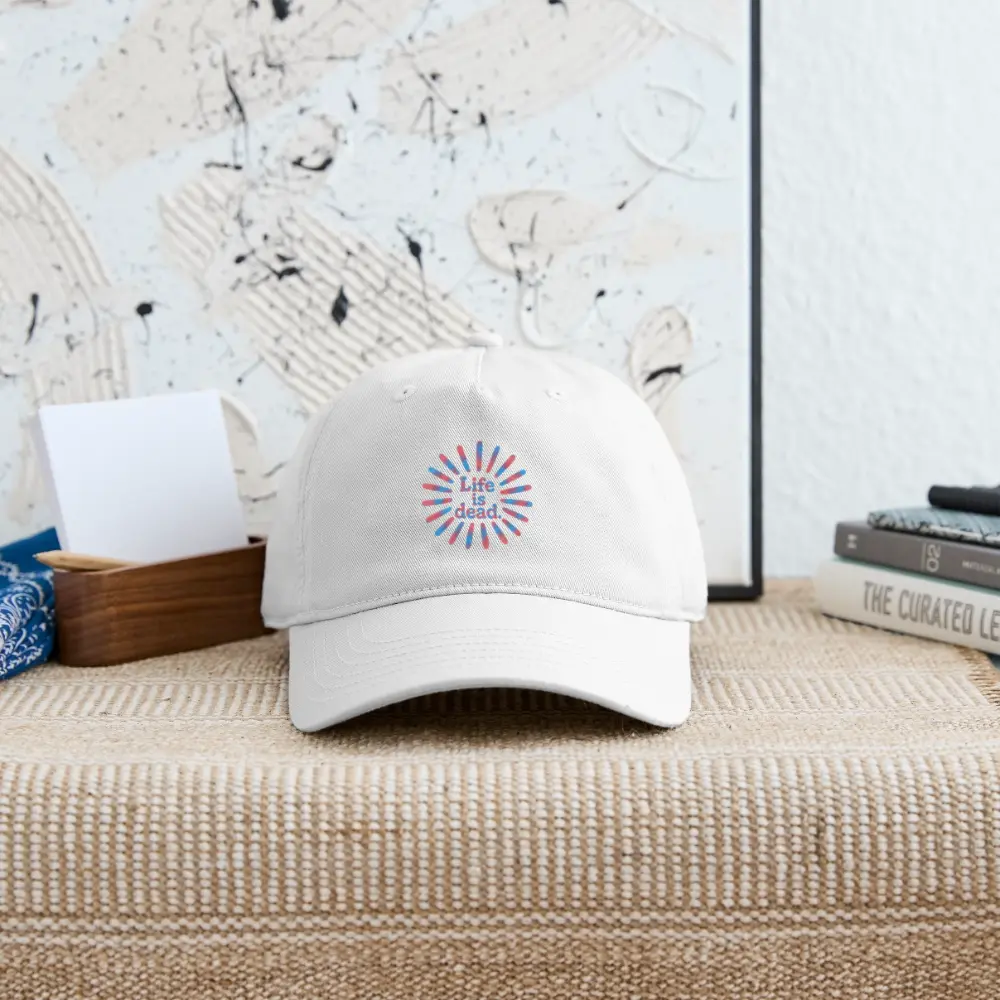 Life is dead.® Red & Blue TieDye Sunburst Grateful Dead Stealie Dad Hat
