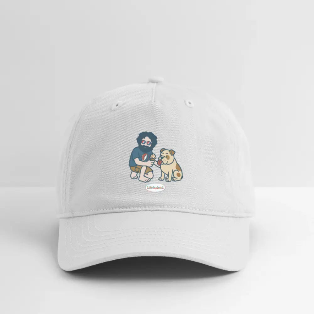 Life is dead.® Jerry and Frank Sharin' a Treat Grateful Dead Stealie Dad Hat