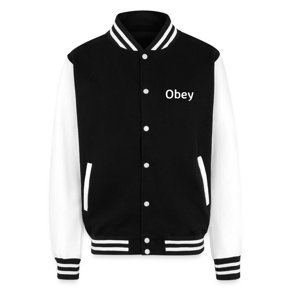 Just Hoods Heavyweight Letterman Jacket - "Obey"