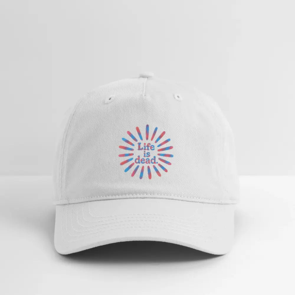 Life is dead.® Red & Blue TieDye Sunburst Grateful Dead Stealie Dad Hat