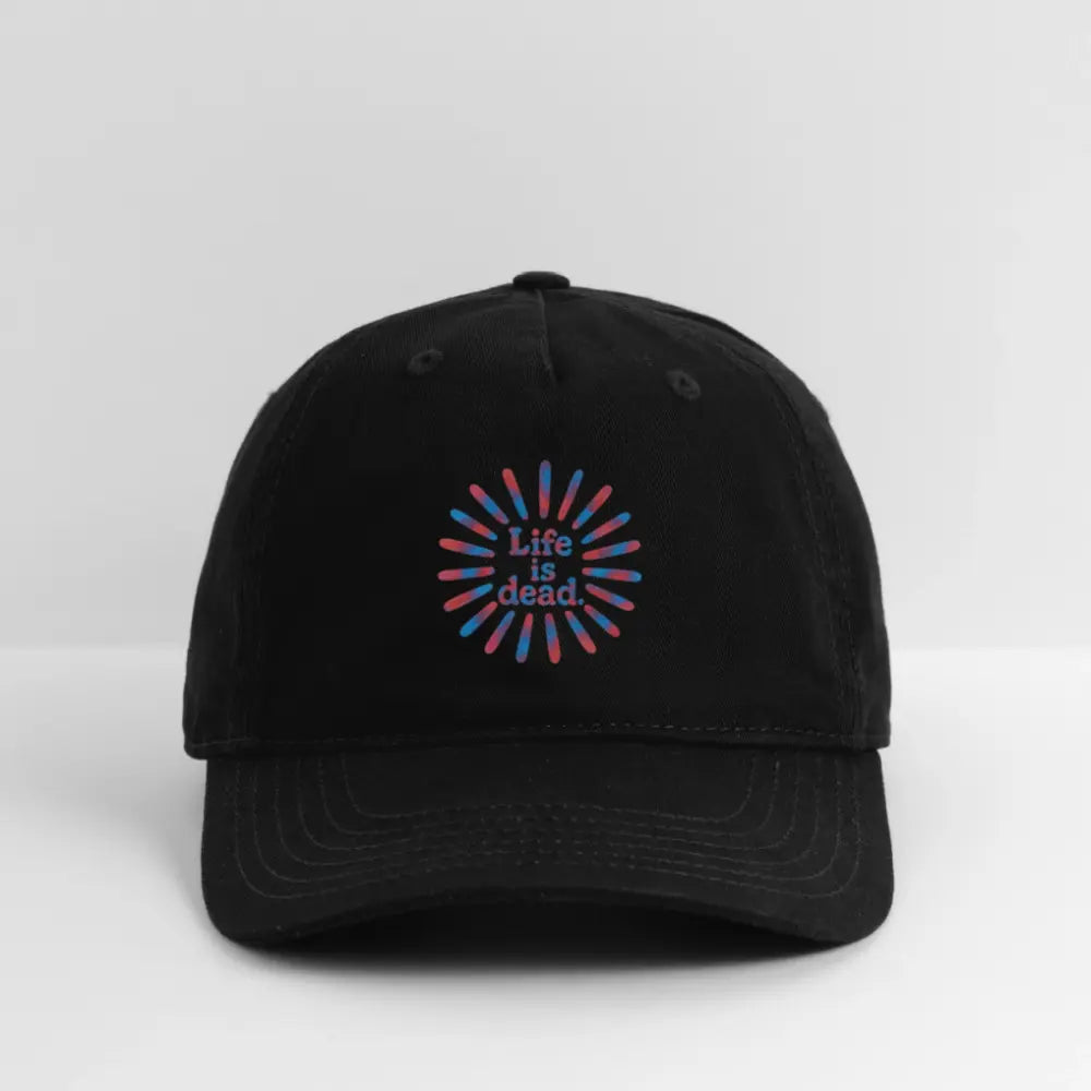 Life is dead.® Red & Blue TieDye Sunburst Grateful Dead Stealie Dad Hat