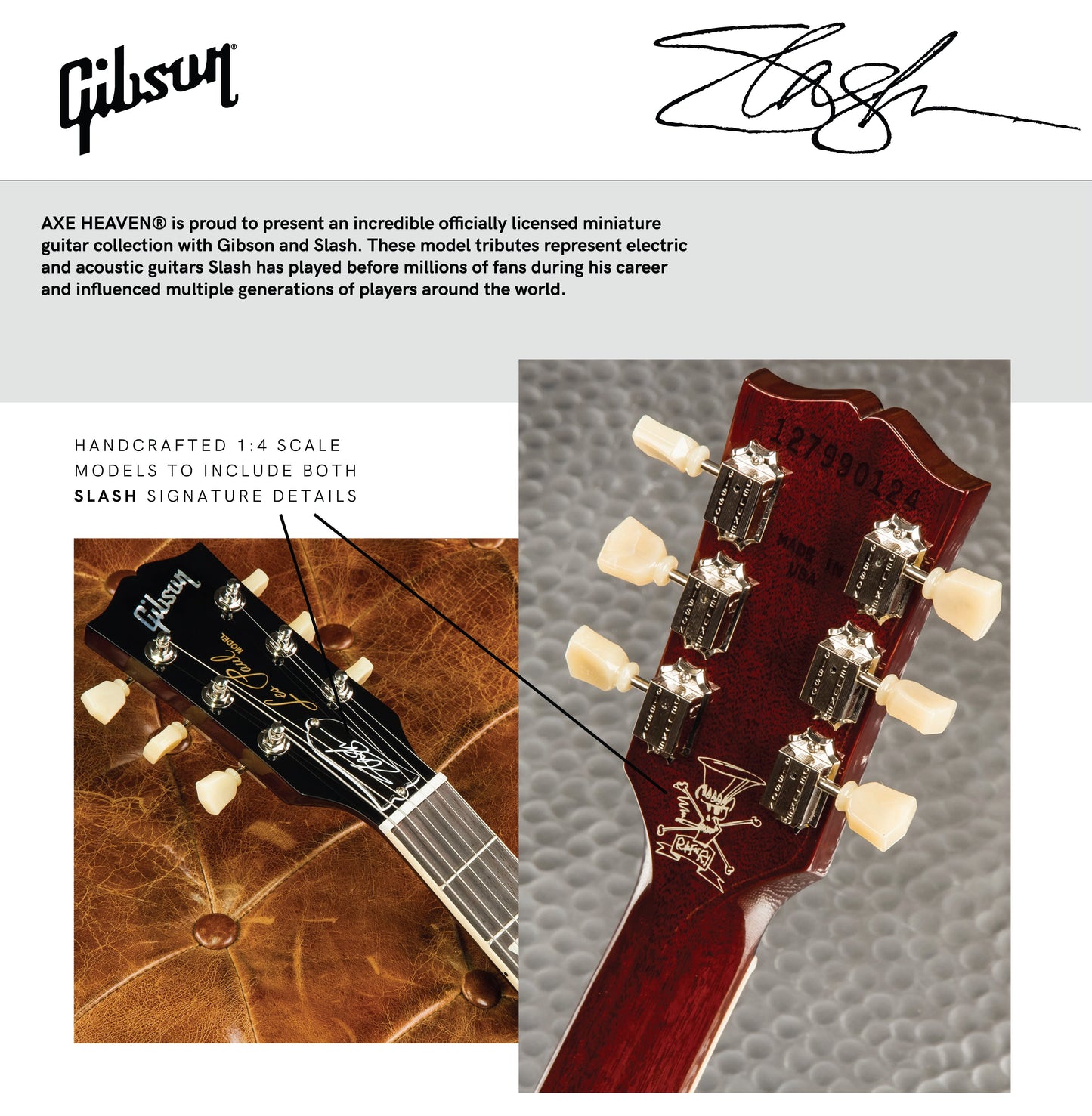 Slash Gibson Les Paul Standard Appetite Burst 1:4 Scale Mini Guitar Model