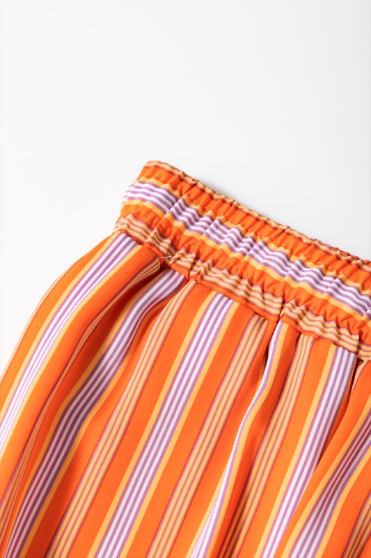 Stripe Cropped Palazzo Pocketed Pants