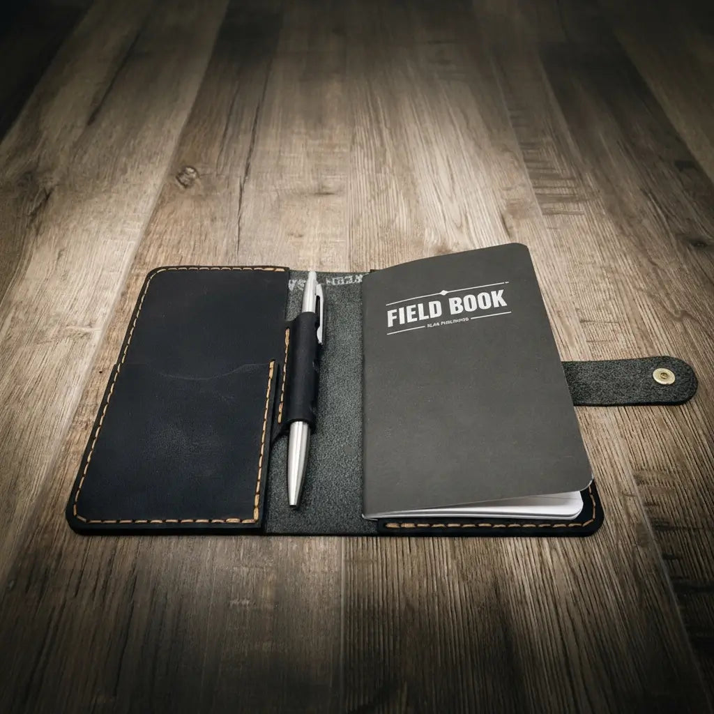 Leather Field Notes Cover -  Black