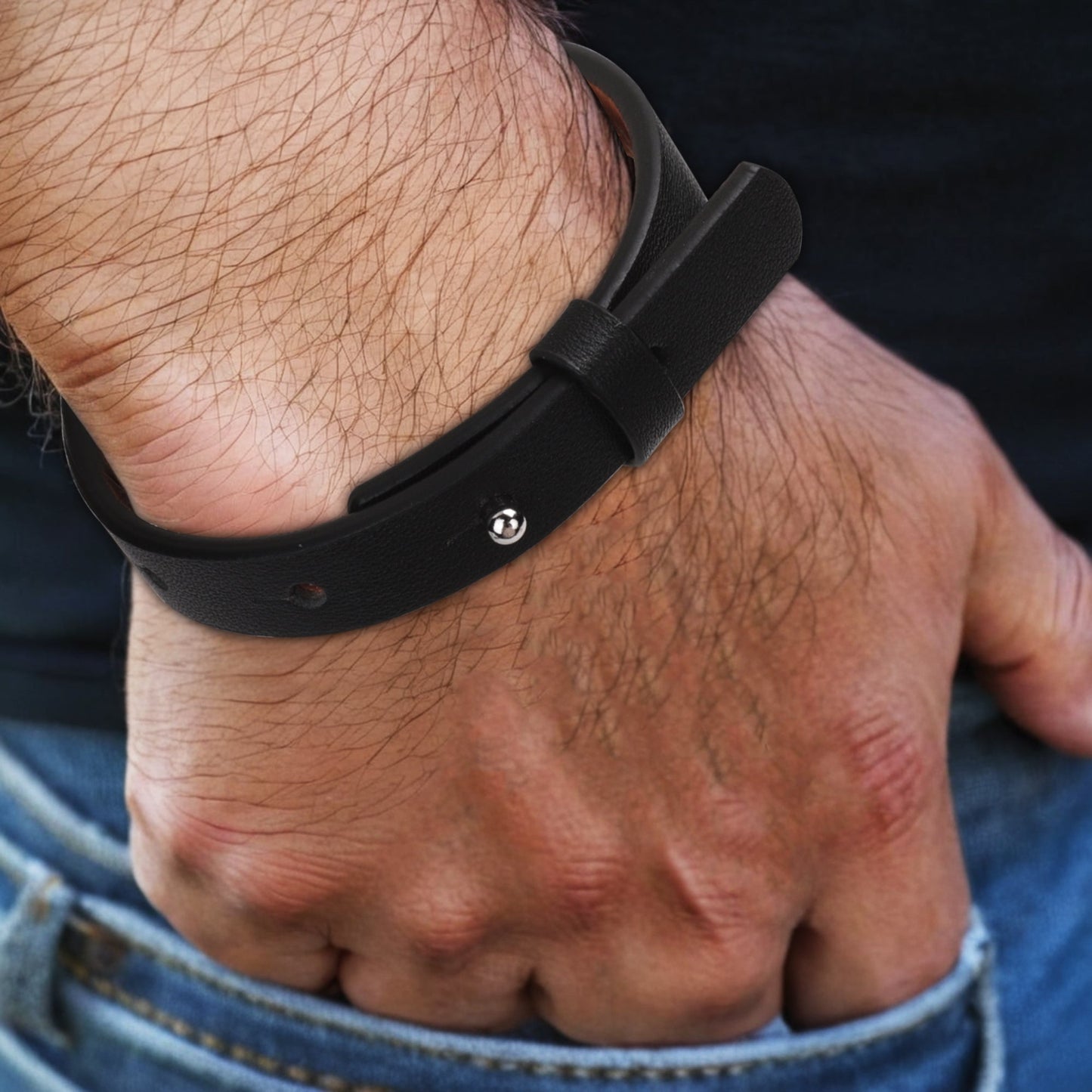 Engraved Black Leather Bracelet - "Memento Mori" - Live with Intention, Gratitude, and Purpose
