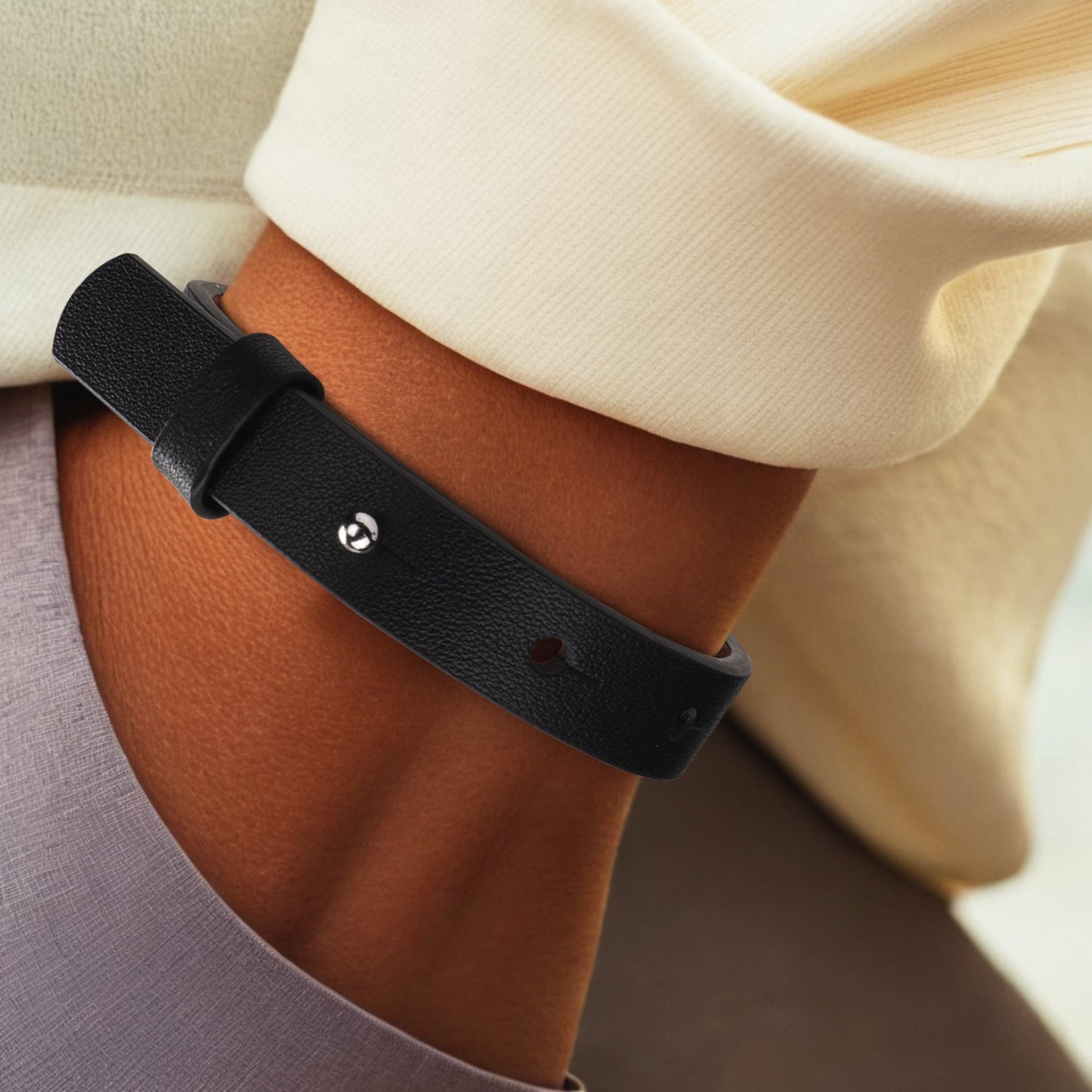 Engraved Black Leather Bracelet - "Memento Mori" - Live with Intention, Gratitude, and Purpose