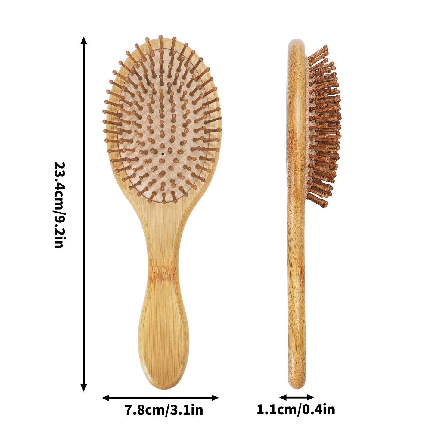 Engraved Bamboo Comb Natural Wooden Paddle Brush - "Memento Mori"
