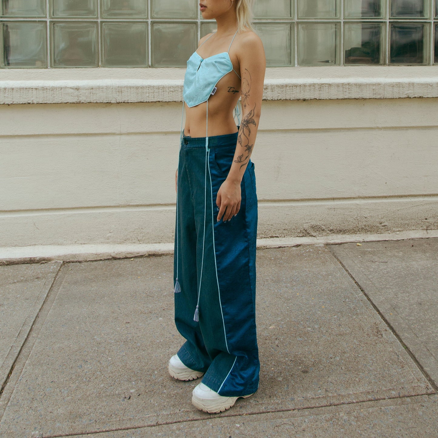 Dong Cropped Reversible Apron Top Elixir Blue