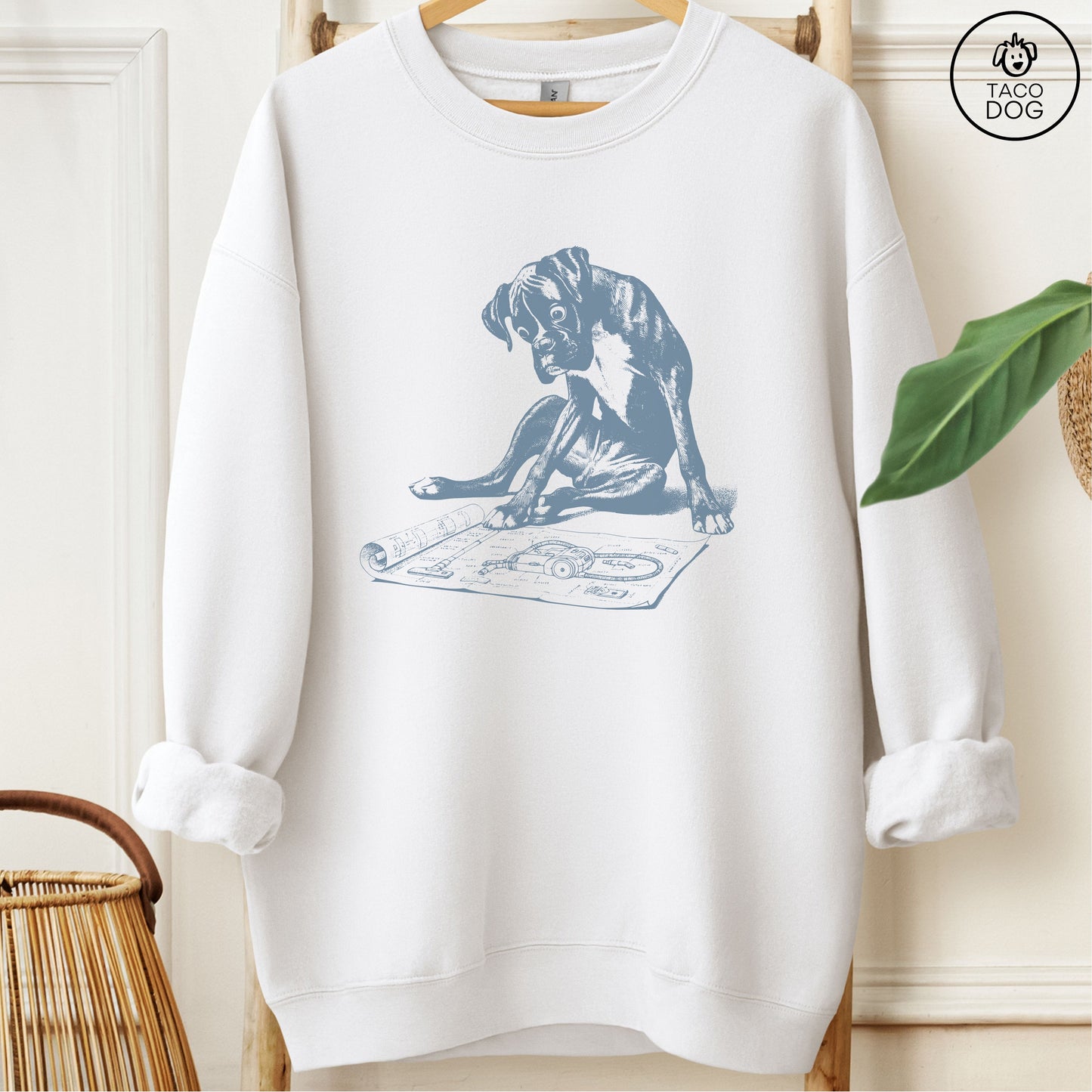 Boxer Dog Vacuum Blueprint Sweatshirt
