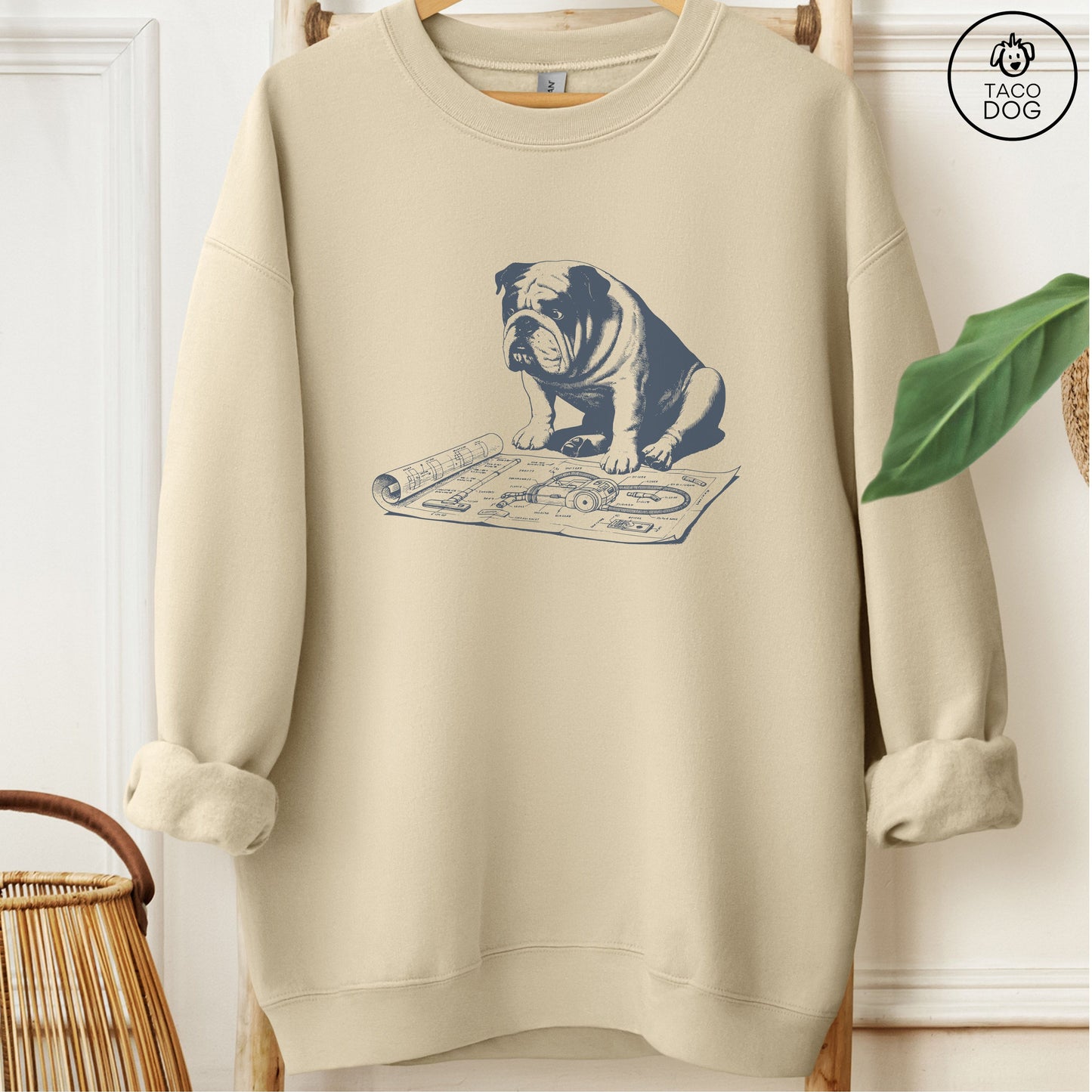 English Bulldog Vacuum Blueprint Sweatshirt