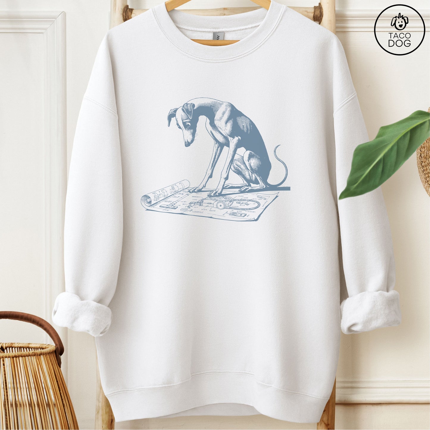 Italian Greyhound Whippet Iggy Vacuum Blueprint Sweatshirt