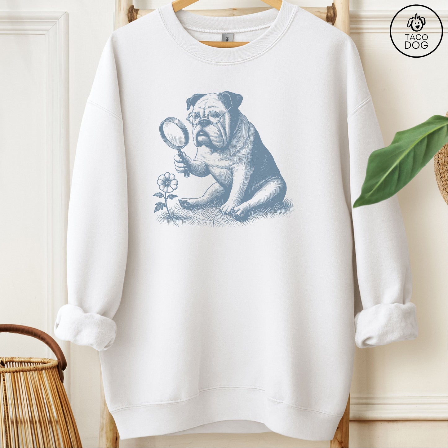 English Bulldog Botanist Flower Sweatshirt
