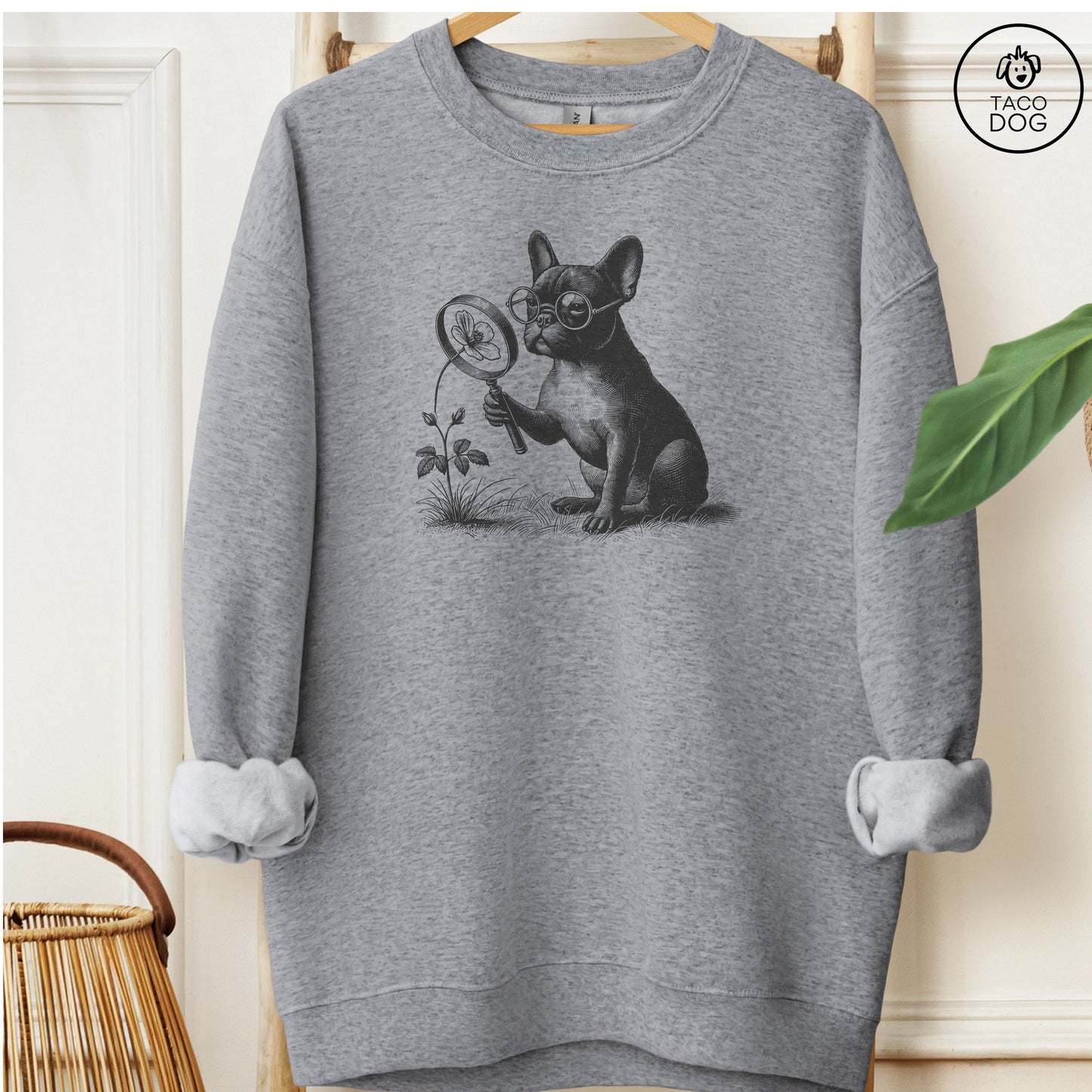 French Bulldog Frenchie Botanist Flower Sweatshirt