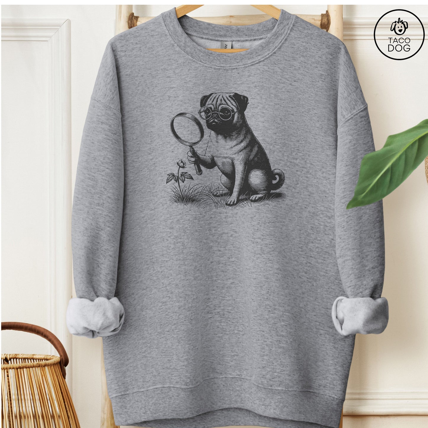 Pug Botanist Flower Sweatshirt