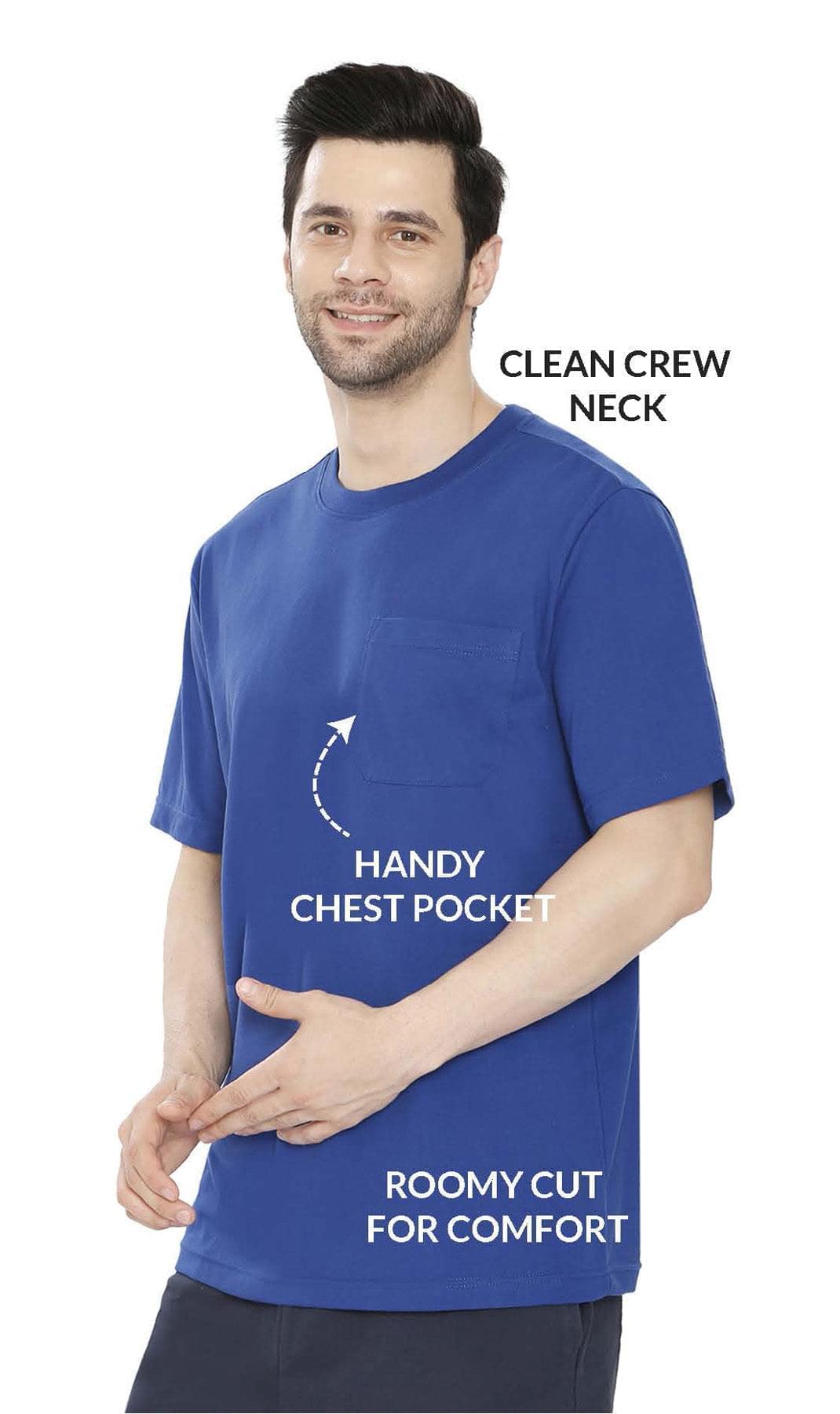 Men’s Heavyweight Short Sleeve Crew Neck T-Shirt – Regular Fit Cotton Blend with Chest Pocket