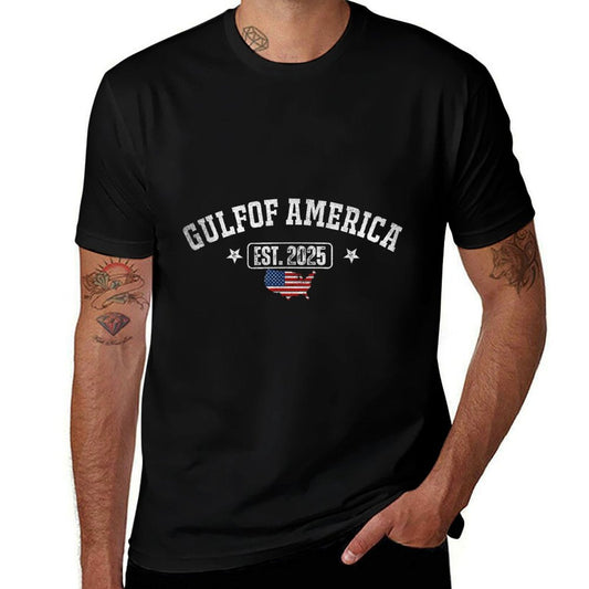 Gulf Of US America Est 2025 Vintage USA American Flag Men Fade-proof Color T-Shirt
